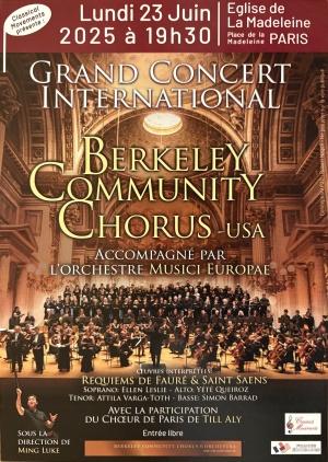 BCCO 2025 European Tour.  La Madelene Church, Paris, France on June 20, 2025.